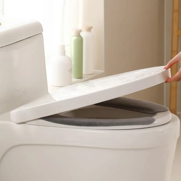 3 par bløde toiletbrætbetræk, vaskbare tykkere (grå/lyserød/khaki)