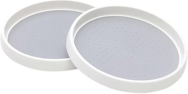 Roterande Kryddställ - 2-pack 25cm Skåpförvaring Vridbricka - Kylskåp Skafferi Kryddställ (Vit/Grå, 2)