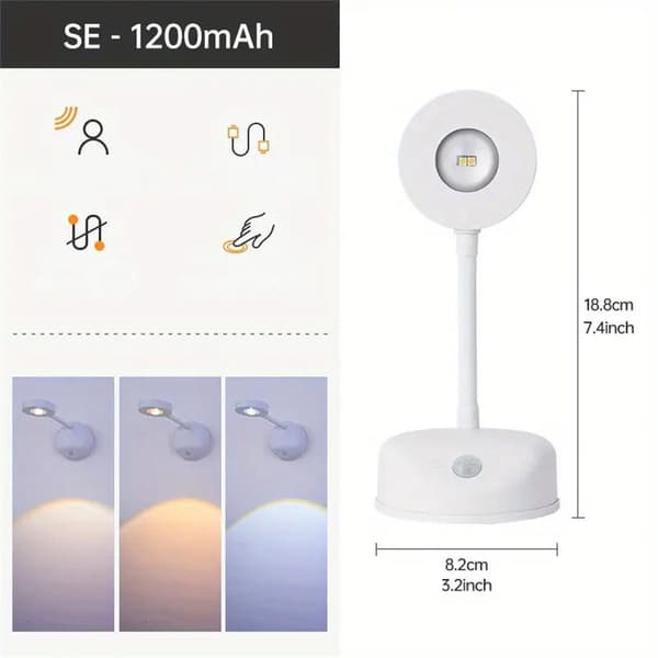 LED vegglampe, trådløs veggmontert sensor nattlys