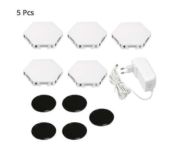 5-pack Quantum Lights Modulär LED-belysning Beröringskänslig Hexagonal Nattlampa Hexagonal Vägglampa
