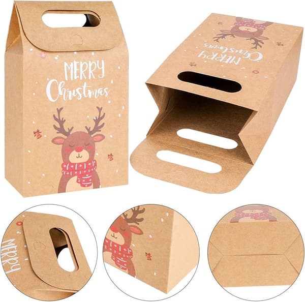 32 stycken julklappspåsar återanvändbara presentpåsar i kraftpapper presentpapper påsar godis kakor presentförpackningspåsar