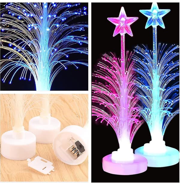 Mini Fiberoptisk LED-træ, farveskiftende, batteri, jul