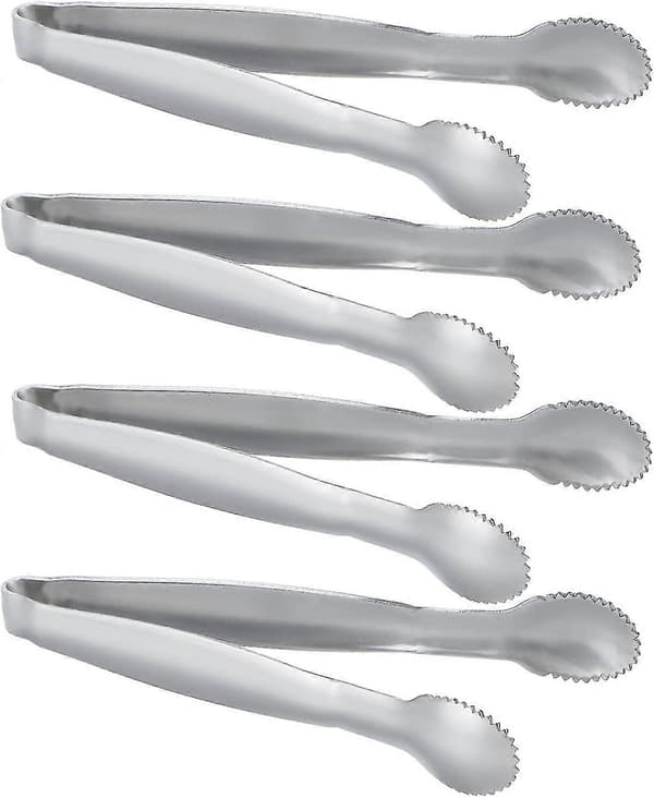 4 minipihdin setti, ruostumatonta terästä, sokeripihdit, 10 cm