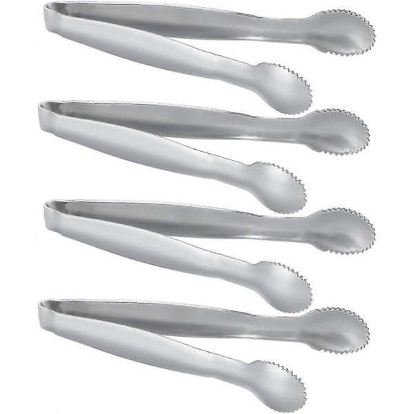 Sett med 4 Mini Tang Rustfritt Stål Sukkerklyper, 10 cm