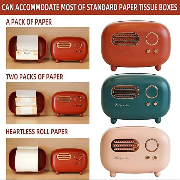 Servietboks Holder Retro Radio Model Servietboks Multifunktionel Stue Sød Stil Servietboks Holder Badeværelse