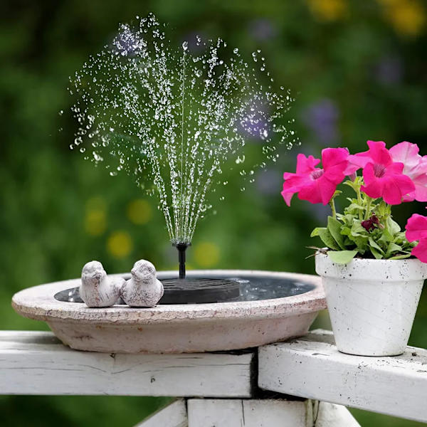 Solcelledrevet springvand til damvandpumpe, solcelledrevet havefontæne, lille springvand, vandpumpe, solcelledrevet springvand til havedekoration, minidam, fuglebad (16 cm)