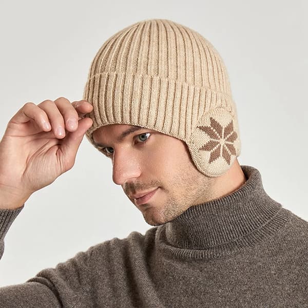Hatt Vinter Strikket Øreklaff Huer (Beige)