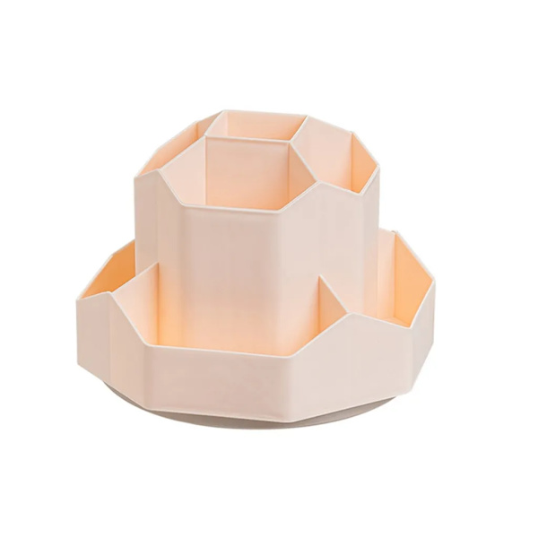Roterende penneholder, kosmetisk arrangør 9 rum, stor kapacitet 360° roterbar (pink)