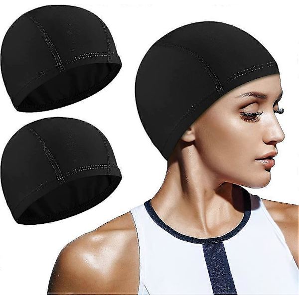 2-pack Elastisk Nylon Badmössa Slitstark Halkfri Simning