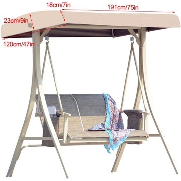 Udskiftning af taghavegynge universel gyngetag hollywood gynge gyngebænk have lounge stol 2-3 sæder 191 x 120 cm