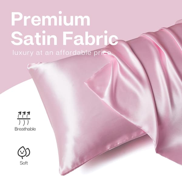 Satind pudebetræk til hår og hud, 2-pak (50x75 cm, pink)