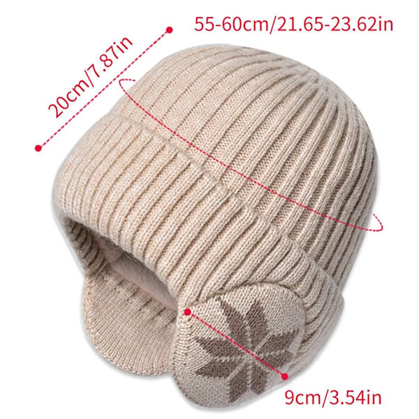 Hatt Vinter Stickad Öronlapp Mössor(Rosa)