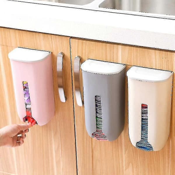 Plastpose Dispenser Veggmontert Dagligvare Søppelpose Organizer for Hjemmet