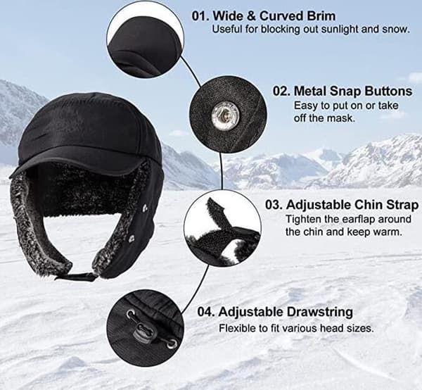 Vinterhatte, pilot hatte, trapper hatte med øreklapper, faux fur hatte, herrehatte til ski, skøjteløb, cykling