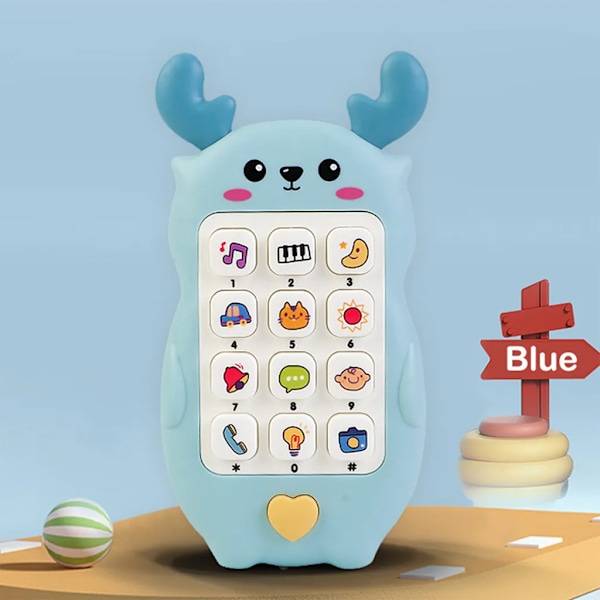 Baby Mobile Phone Toy 6 to 12 Months Pretend Phones Toys Musical Toy to Give as a Gift, Blue