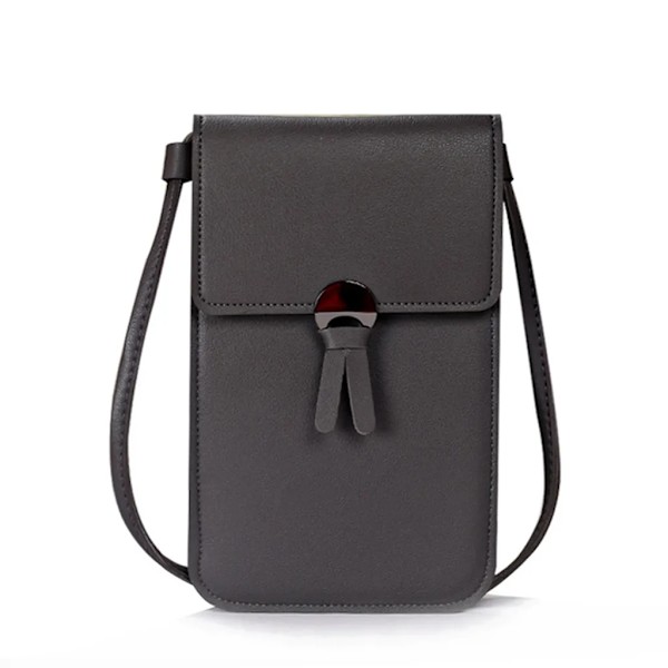 Kunstlæder Women's Touchscreen Skuldertaske Crossbody Håndtaske Tegnebog Mobiltelefon Taske (Ash)