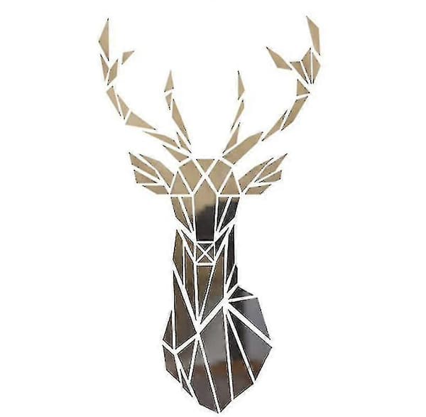 3D Spegel Älg Väggdekal – DIY Konstdekal TV/Soffa Bakgrund