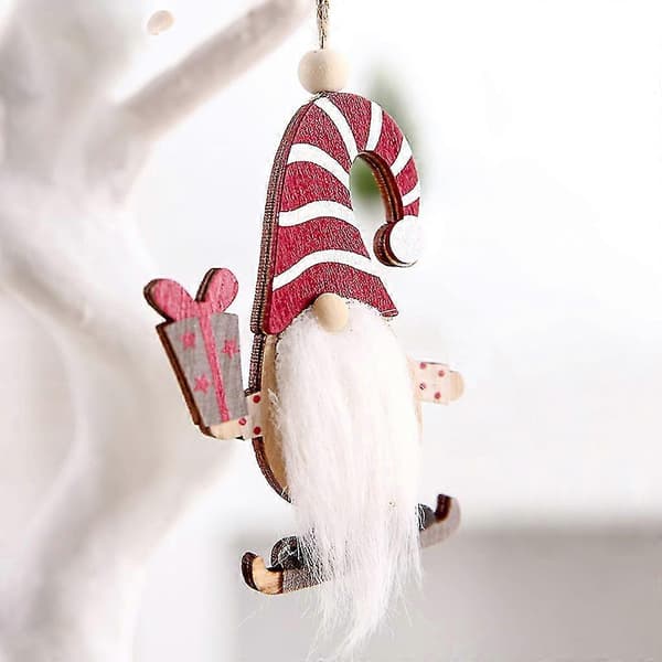 Gnome Julemand Vedhæng Træ Træ Skov Tilbehør Ornament
