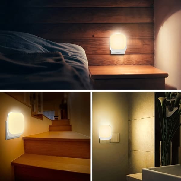 Sæt med 2 moderne dæmpbare natlamper med lyssensor, 2700K varm hvid LED-væglamper, 3 lysstyrkeniveauer
