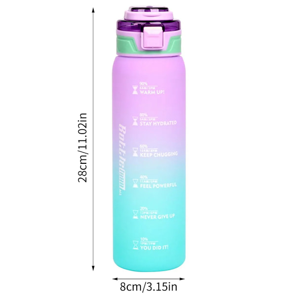 Drickflaska, 1000 ml sportvattenflaska med tidsmarkeringar, läckagesäker dricksflaska, BPA-fri för fitness/cykling/camping/löpning (röd)