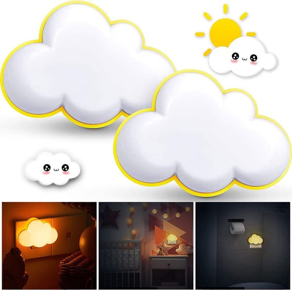 3 Moln LED Plug-In Nattlampor – Skymningssensor Varmvit Hall/Kök