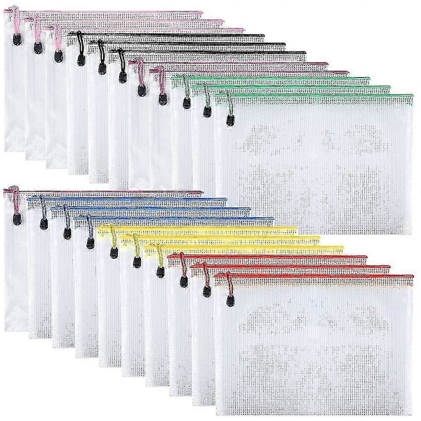 21 Stykker Filposer A5 Lynlåsmappe Plastik Mesh Folder--