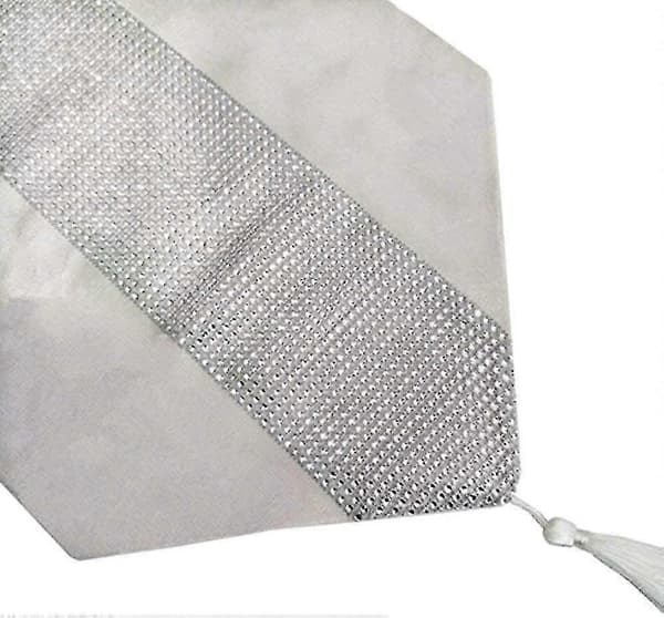 13\" X 70\" Bordløper med diamantstriper og dusker (Beige)