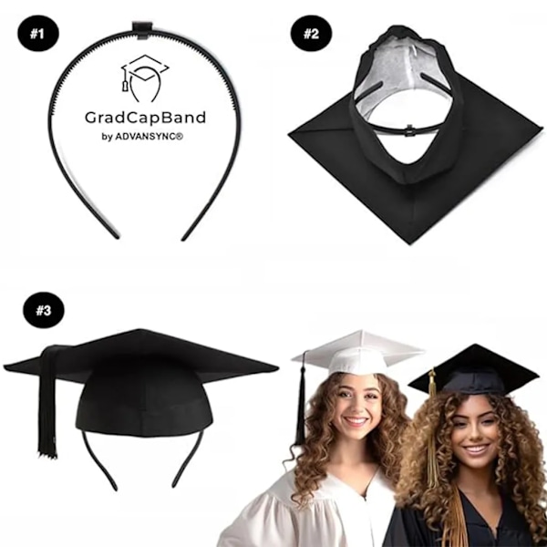Stabilisator for hodebånd til gradueringshatt, unisex stabilisator for innsetting av gradueringsluer for å feste gradueringshatten til håret for alle frisyrer