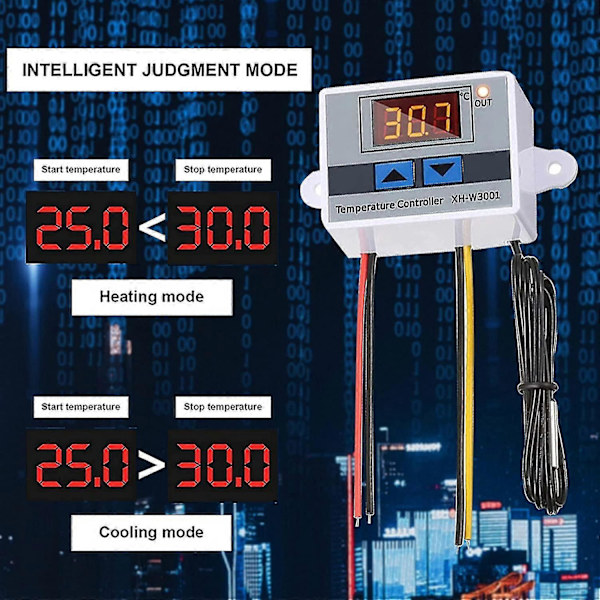 Case Pack LED Digital Temperaturkontrollmodul med Vanntett Probe og Programmerbar Kjøletermostat