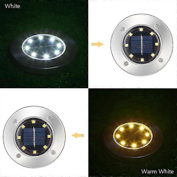 LED Solar Havelamper, Rustfrit Stål, Varm Hvid, 4-pak