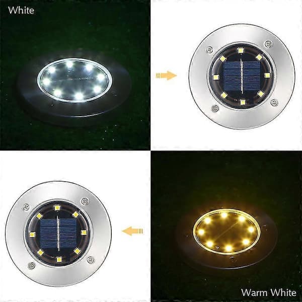 LED Solarlampor för Trädgården, Rostfritt Stål, Varmvitt, 4-pack