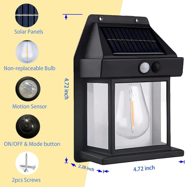 LED solcelle vegglampe, utendørs bevegelsessensor