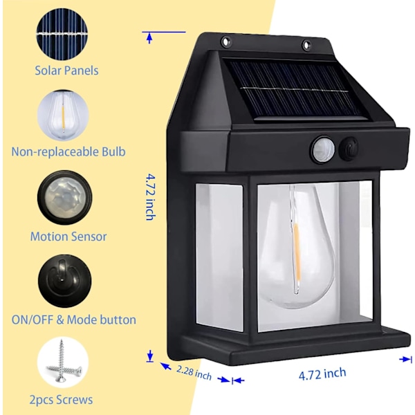 LED solvägglampa, utomhus rörelsesensor