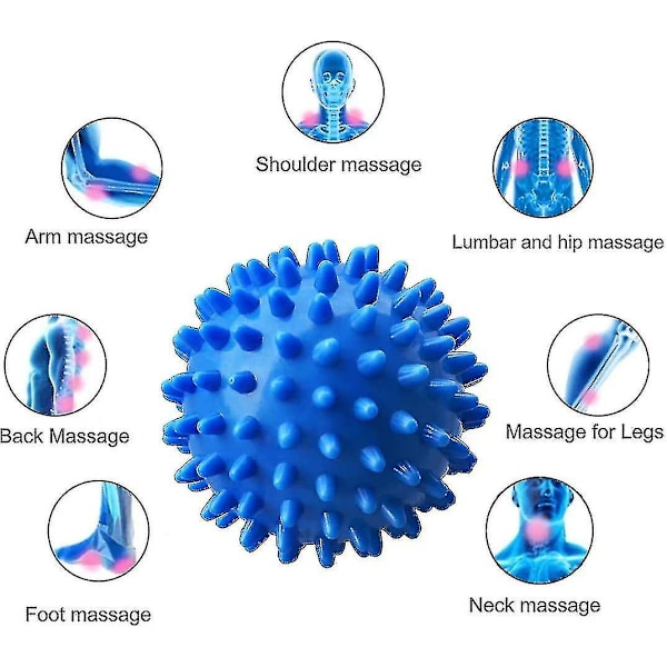 5 stk massasjeball massasjer piggvals for dypvevsmassasje på ryggen, fotmassasjer, plantar fasciitt