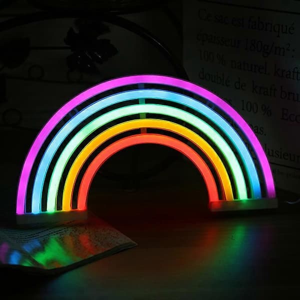 Regnbue LED Neon Lys, Veggdekor, Julegave til Barn