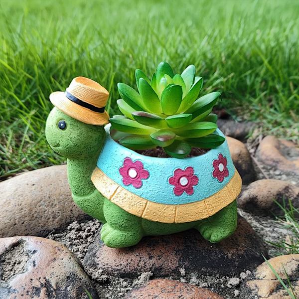Havedekoration Skildpadde Sukkulent Blomsterpot Søde Dyreformede Blomsterpotter Dekoration Harpiks Kaktus Plantepotter
