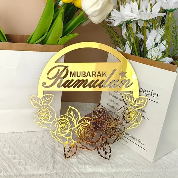 Hengende ornament, akryldekorasjon, halvmåne stjerner stil lysform for Ramadan-dekorasjoner
