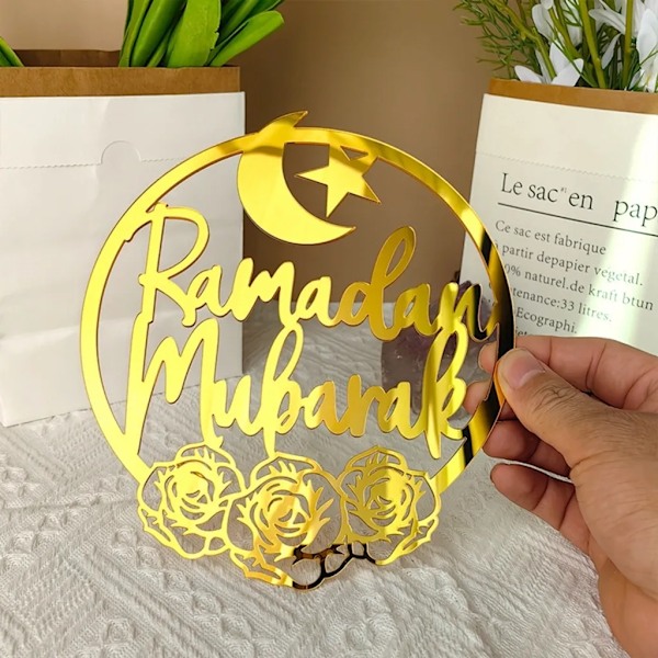 4x  Hengende ornament, Akryl  dekorasjon, Halvmåne stjerner stil lysform for Ramadan  dekorasjoner