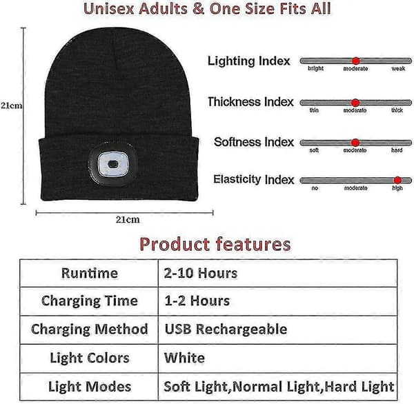 USB Genopladelig LED Hue, 4 Lys, Løb/Camp/Fisk