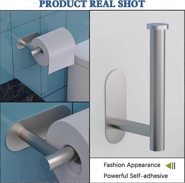 Selvklæbende toiletpapirholder - 3m toiletpapirholder i rustfrit stål