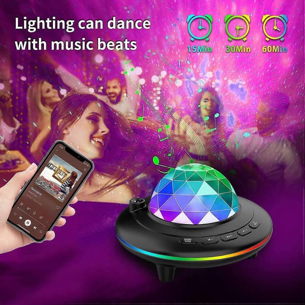 Ufo Bluetooth Musikk Stjerneprojektor, Galaxy LED-projektorlys, Grønt Lys