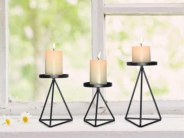 Lysestakebrett smijern lysestake geometrisk lysestake - 3 stk