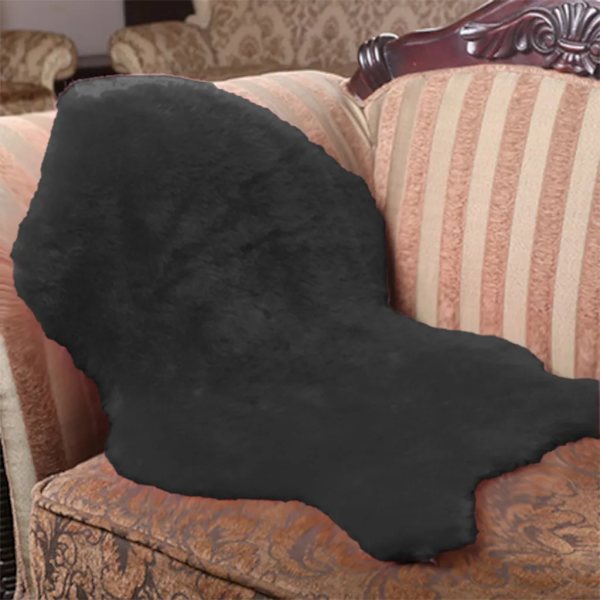 Tekoturkismatto, pehmeä syvä nukka sohvatyyny, tekoturkismatto 40cm×60cm makuuhuoneen lastenhuoneeseen, musta