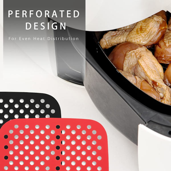 Set med 2 återanvändbara silikonformar för airfryer, värmebeständiga, runda, non-stick airfryer-bakmattor, kökstillbehör