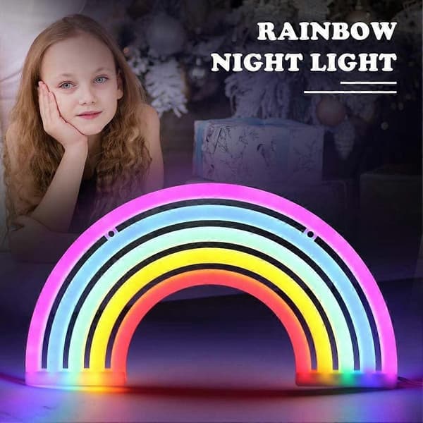 Regnbue LED Neon Lys, Veggdekor, Julegave til Barn