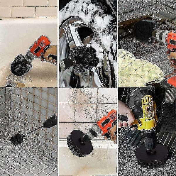 Borstborste Rengöringsborste Set. 7-pack Förlängd Fäste Power Scrubber