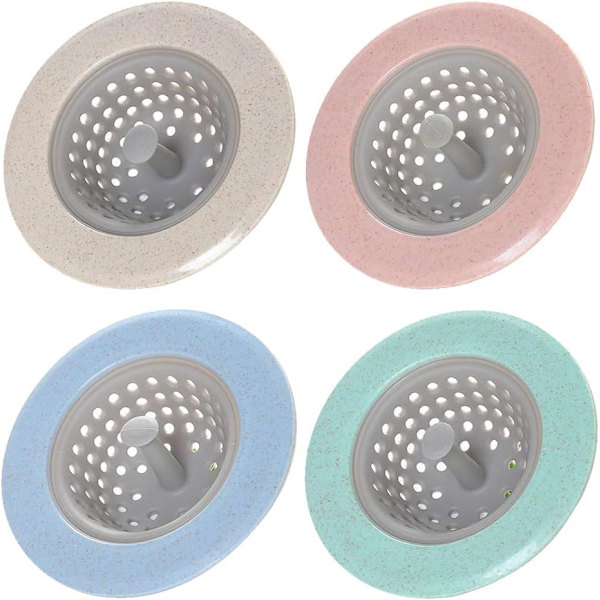 4 st silikonavloppssil, silikonfodral avloppskåpa hårborttagare badfilter diskbänkssil diskbänkssil duschfilter (rosa, grön, blå, beige)
