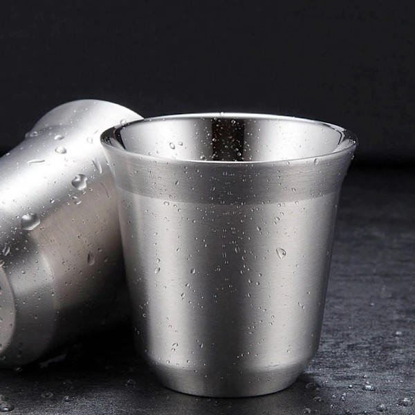 Rostfritt stål isolerad kaffekopp espressokopp kaffekopp set 2 86 ml