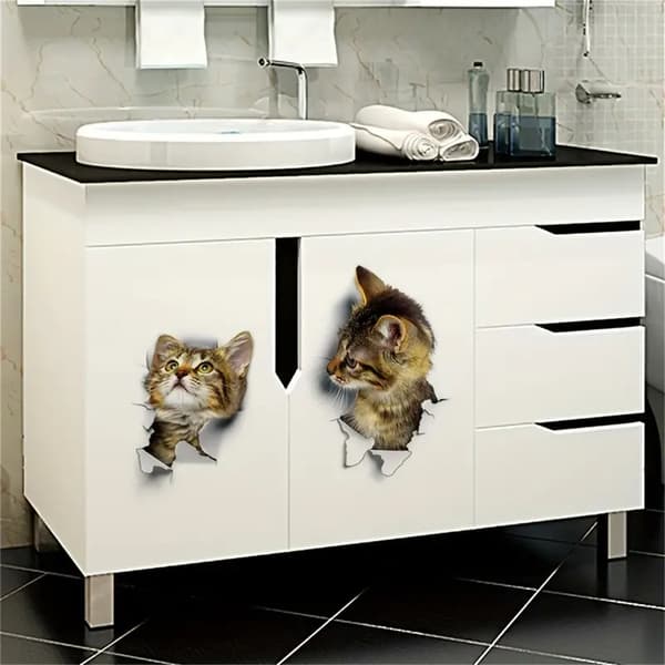 3 kreativa 3D söta kattväggdekaler, heminredning