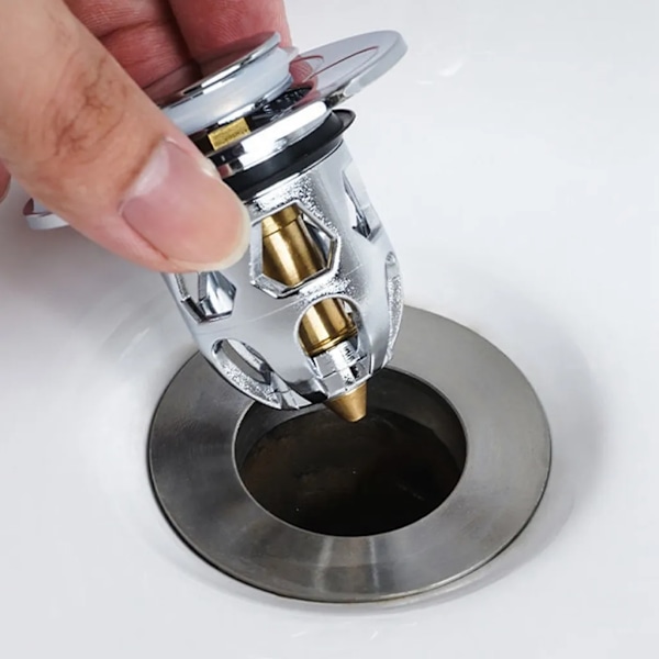 2 stk. vaskepropper, pop-up vaskeprop, universel afløbsfilter med anti-stopfilter, 34-40 mm diameter, grå